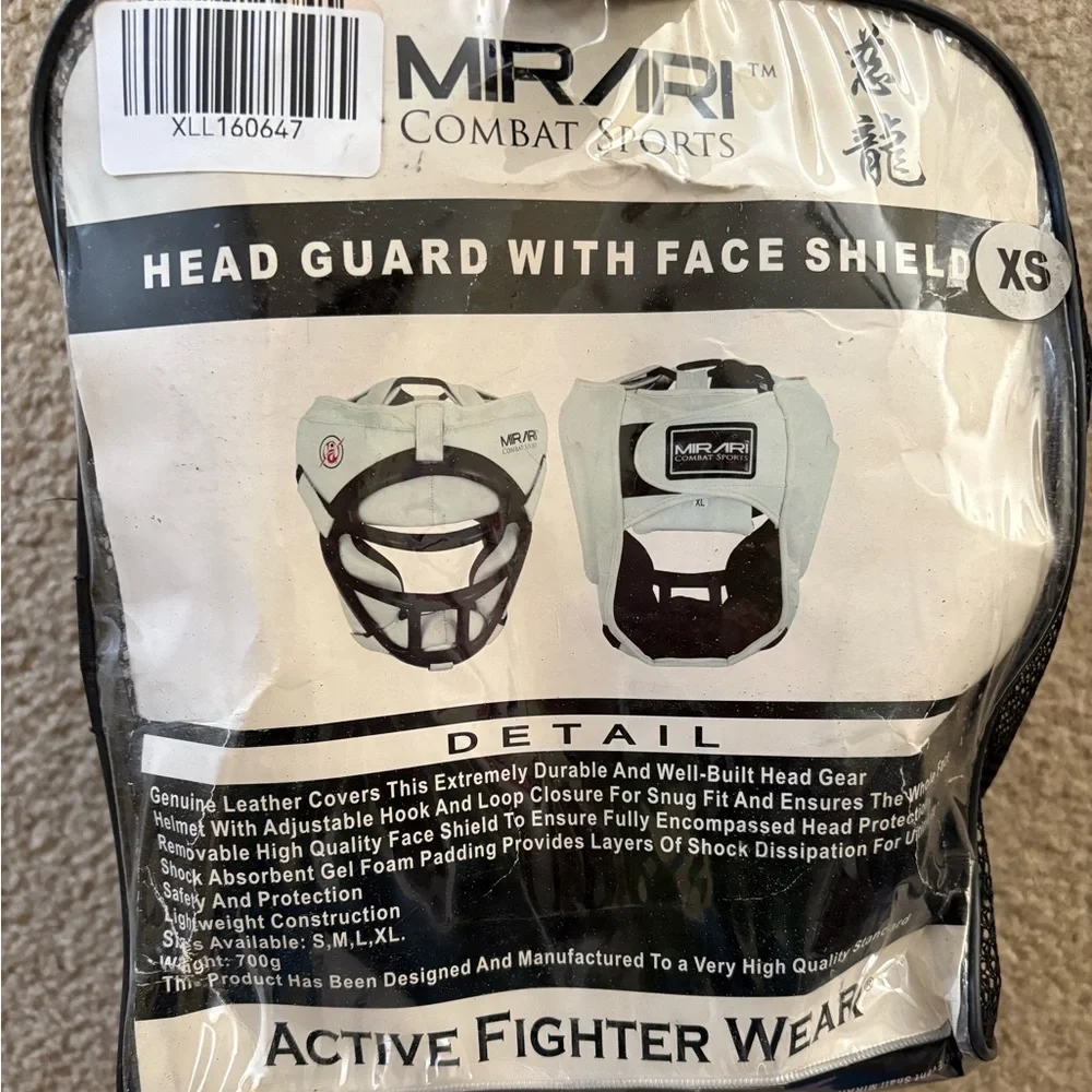 Black and White Head Guard with Face Shield size XS
